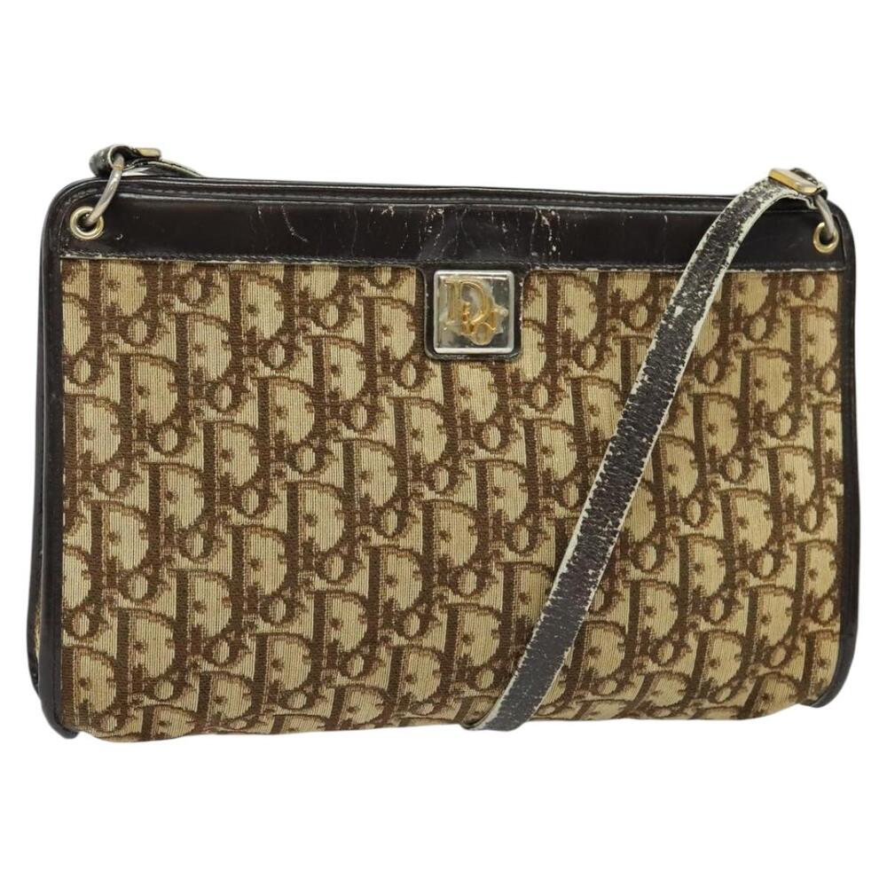 DIOR Trotter Canvas Shoulder Bag Beige